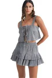 MABLE Gingham Plaid Crop Top and Mini Skirt Set