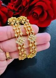 Indian Pakistani 22ct Gold Plated Bangles Size 2.6