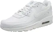 [Nike] AIR MAX 90 LTR (GS) Sneaker, White/White-Metallic Silver-White, 3.5 UK, White White Metallic Silver White, 4 US