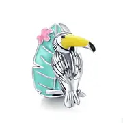 Vibrant Toucan Charm for Bracelet Silver plating Bird Charm DIY Jewelry