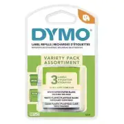Dymo LetraTag 3 Roll Variety Label Refill 1/2 White Paper White & Clear Plastic