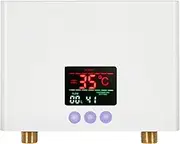 Jargrovs Mini Instantaneous Water Heater, Electric Tankless, 3kw, Modern Style, Wall Mount, 3000W, 220V, Plug & Play, LED Temp Display, Remote Control
