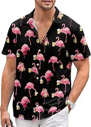 [pinforin] Mens Hawaiian Shirt Short Sleeves Tropical Floral Casual Button Down Hawaiian Shirts for Men