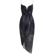 ZIMMERMANN Women's Navy Silk Plunge Draped Dress Size 1 / US 4-6 / 38 ZIMMERMAN
