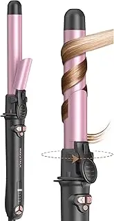 Wavytalk 1 Inch Rotating Curling Iron - Get Effortless Waves with Self Rotating Barrel up to 430°F with Home Button, Dual Voltage, Rose Gold