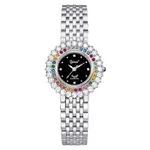 OGIVAL 愛其華 彩色真鑽薔薇珠寶腕錶 380-012DLS 黑珍珠母貝