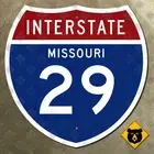 Missouri Interstate 29 highway road route sign Kansas City St. Joseph 12x12