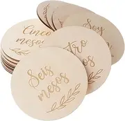 CIMAXIC Baby Milestone Cards 14pc Wooden Photography Props Natural Wood Baby Shower Monthly Milestone Decorations