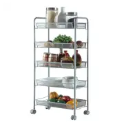 Honeycomb Mesh Style Five Layers Removable Storage Cart Silver