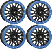 4 ATV/UTV Wheels Set 15in High Lifter HL23 Beadlock Mt Blk Blue 4/137 5+2 TER
