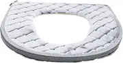 1Pc Thickened Supple Toilet Seat Cover Warm Pad for Household Bathroom Fluff Material Easy Storage Comfortable Cushion for All Toilet Types Grey