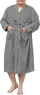 [Generic] Adult Mens Bathrobe Towel Terry Cloth Plus Size Soft Cotton Terry Cloth Bathrobe Velour Spa Robe