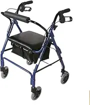QHYXT Walking Frame Rollators Elderly Walker Shopping Cart Soft Seat Aluminum Alloy Walking Frame Foldable Non-Slip Walking Stick Fast