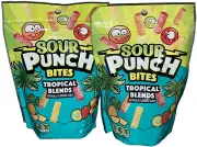 LOT OF 2 :: Sour Punch Chewy Candy Bites Pouch Tropical (9 oz)