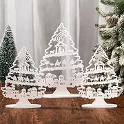 Cinnvoice 3 Pcs Christmas Nativity Scene Table Ornament Wooden Table Christian Ornament Christmas Tree Shaped Tabletop Decoration Jesus Nativity Decoration Rustic Farmhouse Home Desktop Decor for Xmas