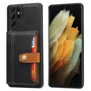 For Samsung Galaxy S23 Ultra Case Leather Magnetic Clasp Card Slots Cover Black