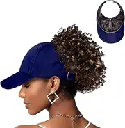[Red by Kiss] Satin-Lined Backless Baseball Cap, Comfortable Fit Adjustable Hat for Ponytail Designs Fashion