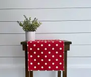 Red Polka Dot Table Runner Red and White Linens Table Centerpiece Dining Decor
