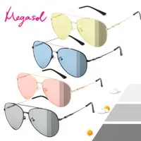 在飛比找ETMall東森購物網優惠-MEGASOL 寶麗萊UV400時尚中性框偏光太陽眼鏡變色墨