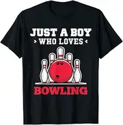 [X.Style] Just A Boy Who Loves Bowling Lover for Kids Boys Toddler ds315 T-Shirt (S) Black