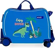 [Enso] Dino Blue Kids Rolling Suitcase 50 x 39 x 20 cm Rigid ABS Combination Lock 34 Litre 2.1 kg 4 Wheels Hand Luggage