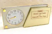 Seiko Clock Quartz for desk QQQ196G business card holder engravable brass plaque