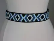 NWT WHITE HOUSE BLACK MARKET Blue & Black Beaded Tie Belt XSmall/Small $58.00