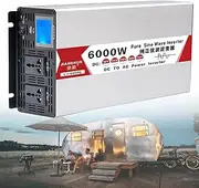 Pure Sine Wave Inverter 4000W 5000W 6000W 8000W 12V 24V 48V 60V DC to 110V/220V AC Car Inverter for Off-Grid Solar Converter RV Trucks,6000W-12Vto220V