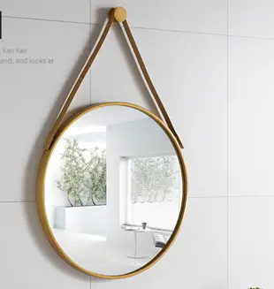 40公分 北歐風格鐵藝壁挂鏡 圓形鏡子化妝鏡 浴室鏡 圓鏡梳妝鏡 試衣鏡 掛鏡 創意鏡 高清鏡 (8.5折)