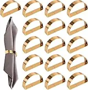 16Pcs Gold Napkin Rings Iron Napkin Ring Holder Semi-Circular Table Napkin Ring 4.8×1.2 Inch Serviette Buckles Modern Napkin Ring Buckles for Table Decoration Wedding Birthday