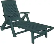 Sun Lounger, Outdoor Sun Lounge Patio Chaise Lounge Reclining Chair Recliner Chair Sun Lounger with Footrest Plastic Green