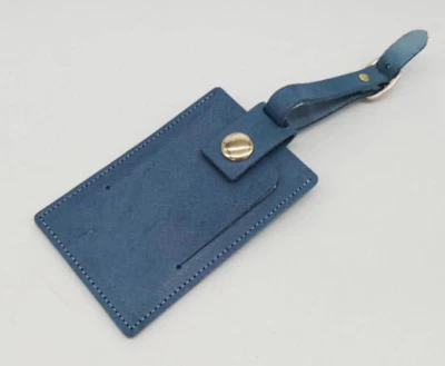 cow Leather travel luggage baggage ID name card tag case holder bag blue 837