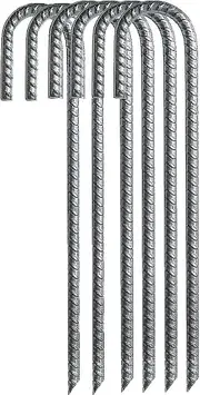 Ground Spikes, Garden Pegs, Rebar, Galvanized Steel L Hooks, Heavy Duty Ground Anchors for Camping Trampoline Fence[HhhhS]