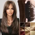 Brown Remy Human Hair Extensions Clip In Real One Piece 3/4 Full Head Thick 18"