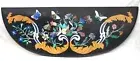 Console Table Top with Unique Design Half Moon Shape Black Marble Coffee Table