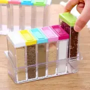 6 Spice Jars Plastic Salt Pepper Seasoning Shaker Condiment Cruet Bottles
