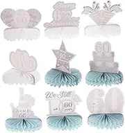 60th Wedding Celebration Decor Diamond Anniversary Elegant Honeycomb Centerpieces for Anniversary Party Supplies