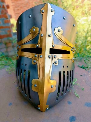 Medieval Great Crusader Helmet of Castile Warrior Steel Knight Battle Replica