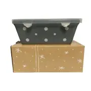 New Temp-Tations Gray Polka Dot Mini Loaf Pan With Lid and Gift Box 12 OZ