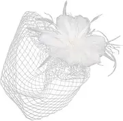 [COLLBATH] Mesh Headdress Head Flower Hair Flowers for Women Cocktail Party Has Wedding Hair Accessory Hat Vintage Women for Women White Fabric