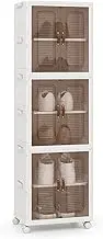 Giantex 6-Cube Stackable Storage Bins w/Lockable Wheels, Shoes Boxes w/Doors, Home Collapsible Organizer, 3 Pack Multi-functional Storage Cabinet Unit for for Kitchen Living Room Bedroom