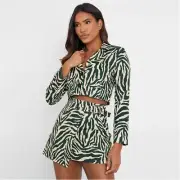 I Saw It First Cropped Zebra Printed Blazer Jacket Size 8 New