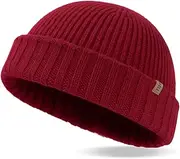 [TOP-EX] XL/XXL Mens 100% Merino Wool Fisherman Beanie Trawler Beanie Winter Hat Knitted Cuffed Hat