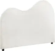 OIKITURE Bed Headboard Pine Wood Frame Wavy Profile, Beds Head Frame with Sturdy Legs, Modern Design Easy Assemble, 99x103x5.5CM, White