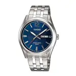 CASIO WATCH 卡西歐紳士寶藍斜條紋面星期日期鋼帶石英腕錶 型號：MTP-1335D-2A【神梭鐘錶】