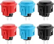 Create idea 6Pcs 30mm Arcade Joystick Games Console Push Button Replacement Compatible with Sanwa OBSN-30 OBSF-30 OBSC-30 (Black&Blue&Red)