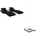 Sun Loungers with Table Outdoor Day Bed Poly Rattan and Textilene 2x vidaXL
