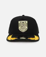 [New Era] New Era San Diego Padres 'Military Patch' Pre-curved Golfer Snapback Black - Size ONE ONE Black
