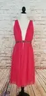NWT Phoebe Couture Silk Chiffon Dark Pink Cream White Dress 8 Retail $296.00
