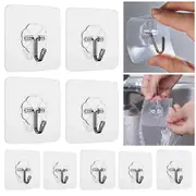 12x Clear Seamless Removable Adhesive Hook Strong Stick Wall Kitchen Hanger